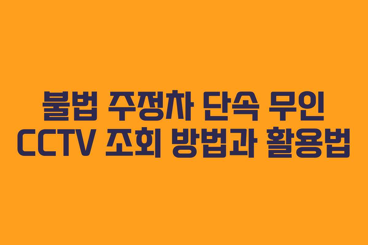 불법 주정차 단속 무인 CCTV 조회 방법과 활용법