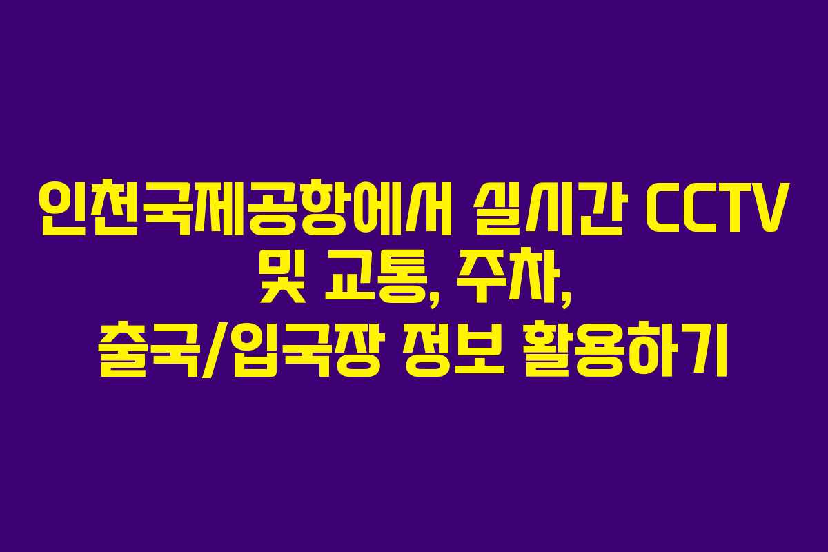 인천국제공항에서 실시간 CCTV 및 교통, 주차, 출국/입국장 정보 활용하기