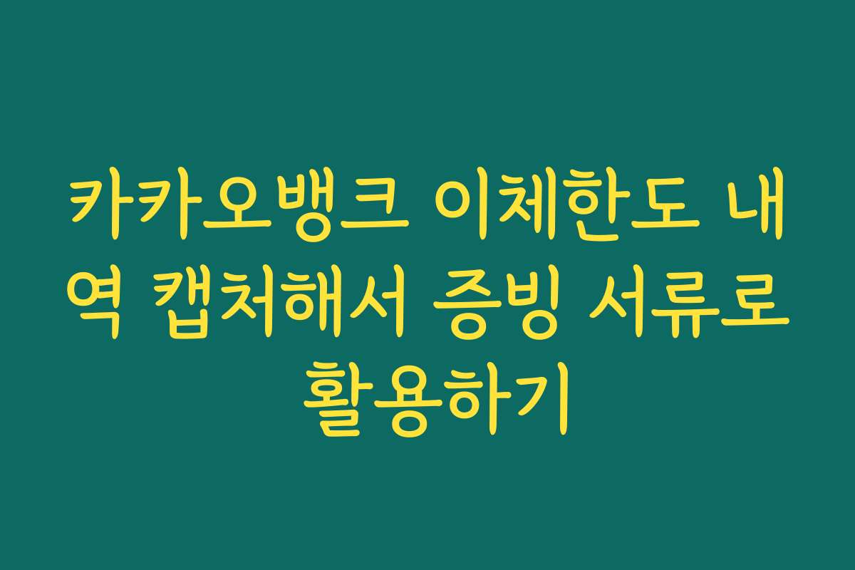 카카오뱅크 이체한도 내역 캡처해서 증빙 서류로 활용하기