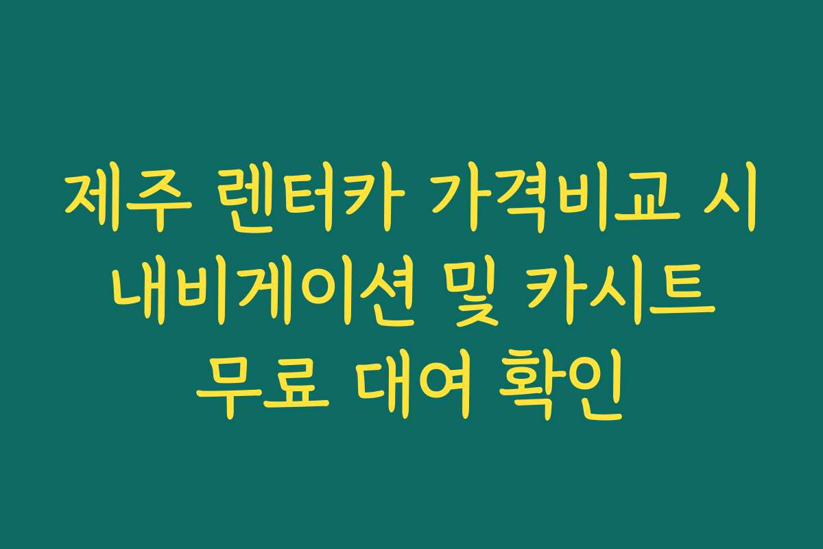 제주 렌터카 가격비교 시 내비게이션 및 카시트 무료 대여 확인