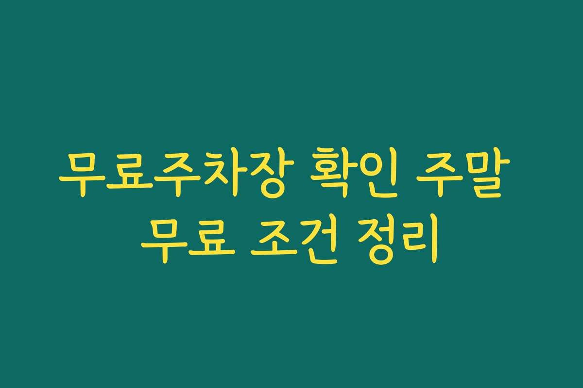 무료주차장 확인 주말 무료 조건 정리