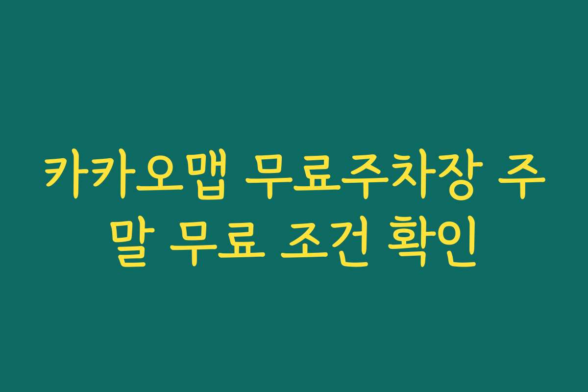 카카오맵 무료주차장 주말 무료 조건 확인