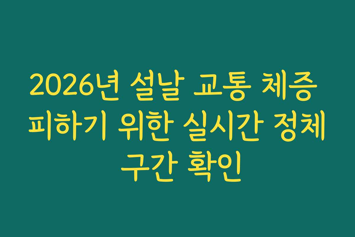 2026년 설날 교통 체증 피하기 위한 실시간 정체 구간 확인