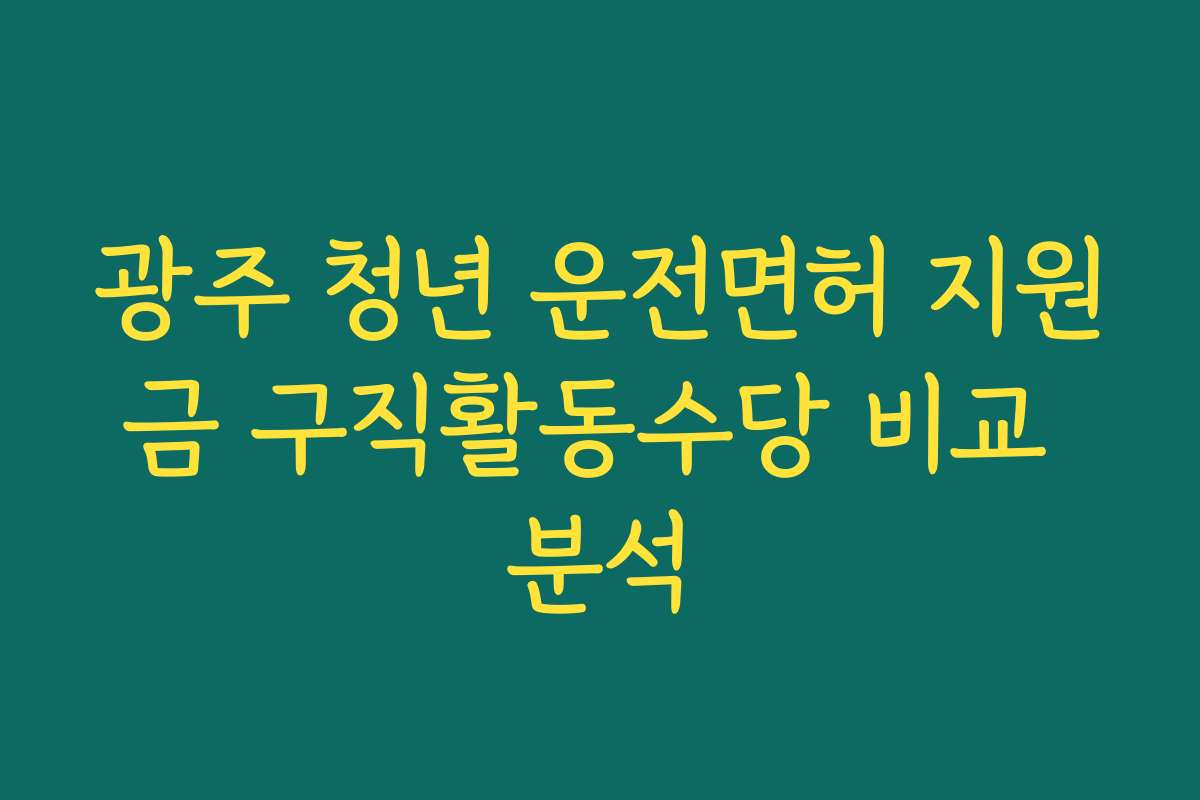 광주 청년 운전면허 지원금 구직활동수당 비교 분석