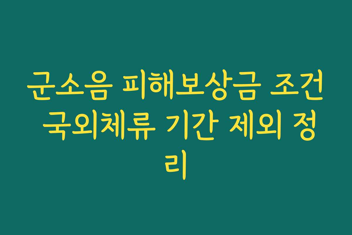 군소음 피해보상금 조건 국외체류 기간 제외 정리