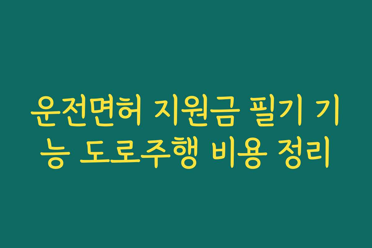 운전면허 지원금 필기 기능 도로주행 비용 정리