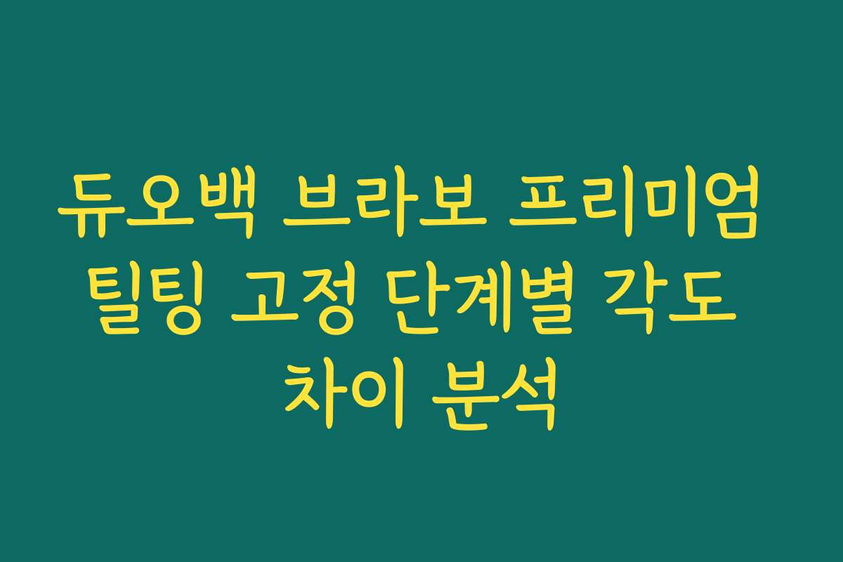듀오백 브라보 프리미엄 틸팅 고정 단계별 각도 차이 분석
