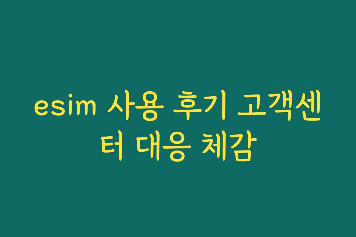 esim 사용 후기 고객센터 대응 체감