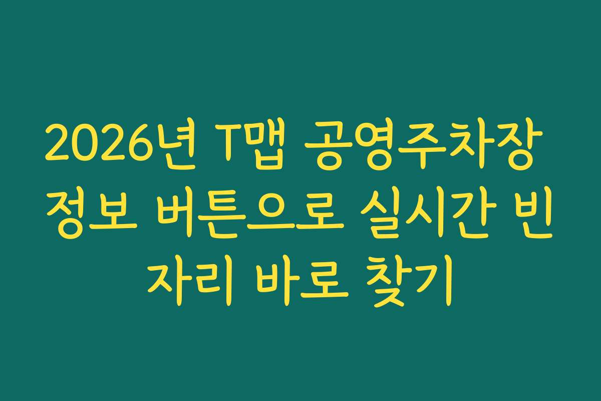 2026년 T맵 공영주차장 정보 버튼으로 실시간 빈자리 바로 찾기
