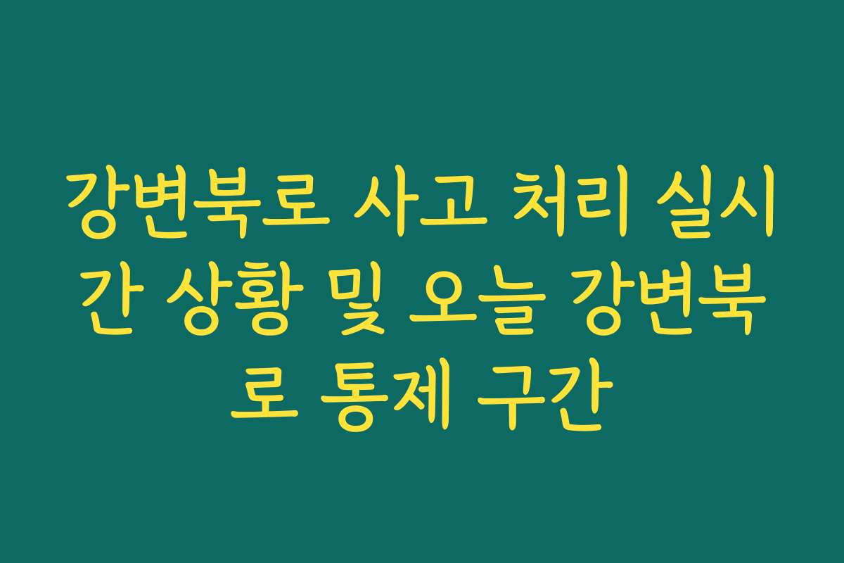 강변북로 사고 처리 실시간 상황 및 오늘 강변북로 통제 구간