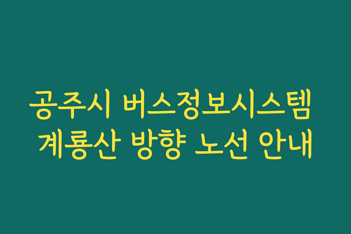 공주시 버스정보시스템 계룡산 방향 노선 안내