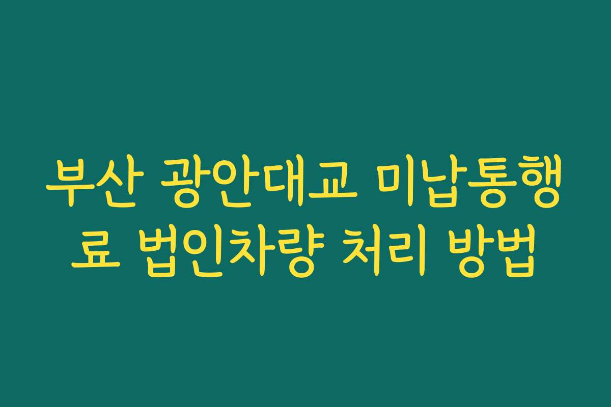 부산 광안대교 미납통행료 법인차량 처리 방법