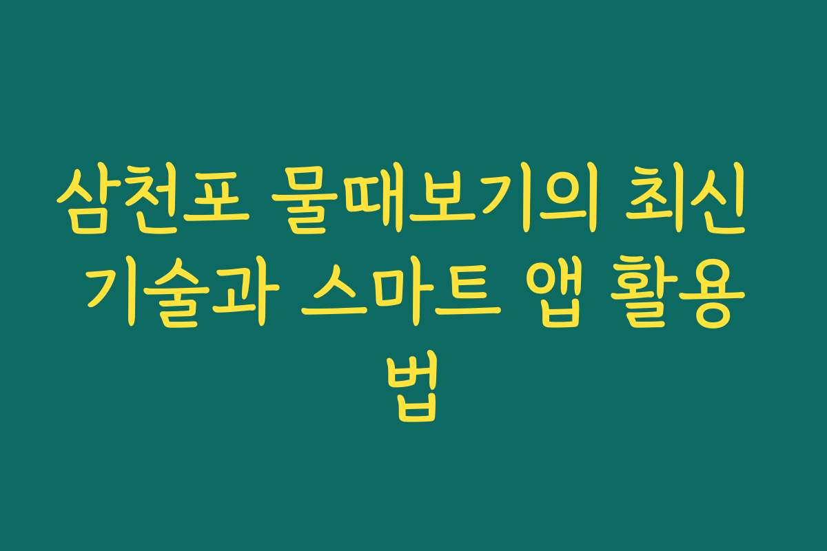 삼천포 물때보기의 최신 기술과 스마트 앱 활용법