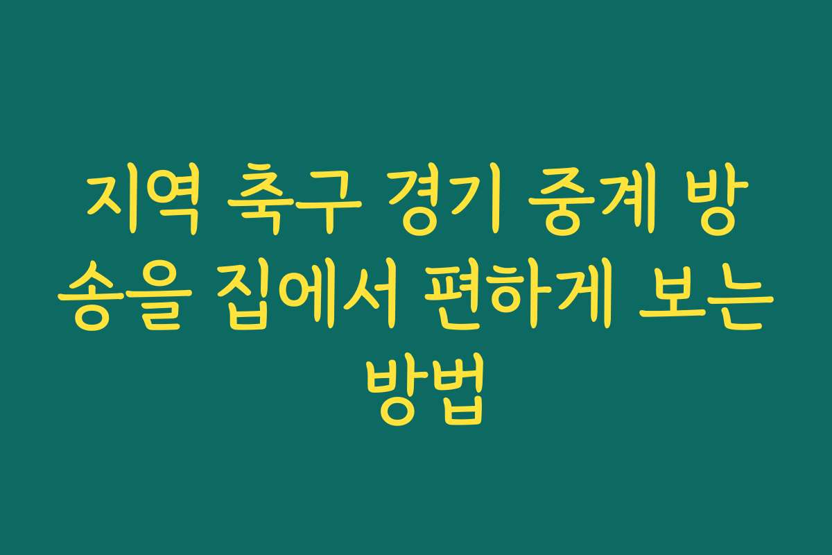 지역 축구 경기 중계 방송을 집에서 편하게 보는 방법