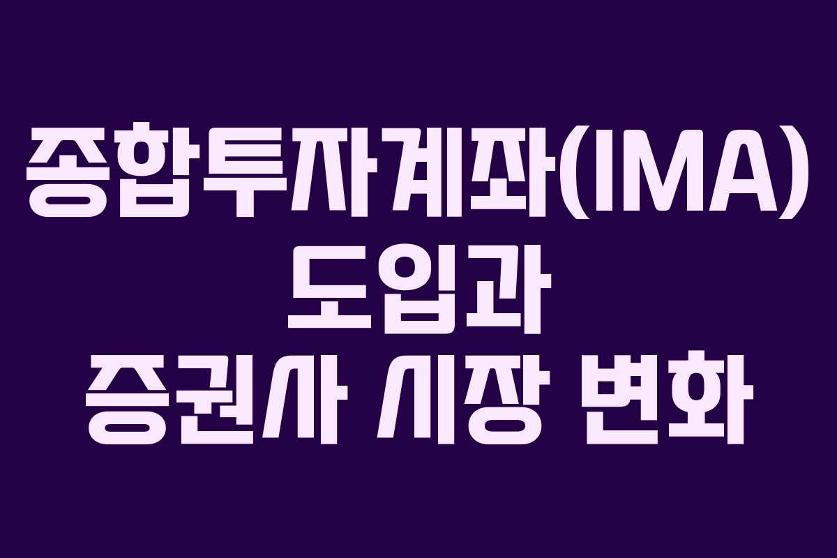 종합투자계좌(IMA) 도입과 증권사 시장 변화