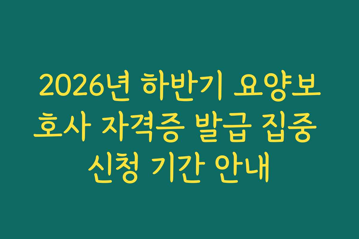 2026년 하반기 요양보호사 자격증 발급 집중 신청 기간 안내
