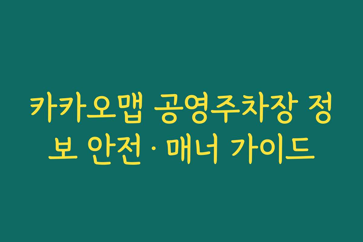 카카오맵 공영주차장 정보 안전·매너 가이드