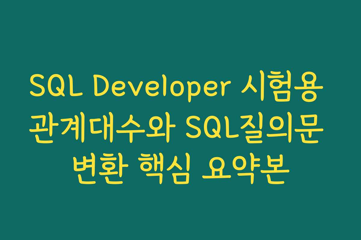 SQL Developer 시험용 관계대수와 SQL질의문 변환 핵심 요약본