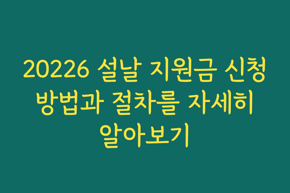 20226 설날 지원금 신청 방법과 절차를 자세히 알아보기