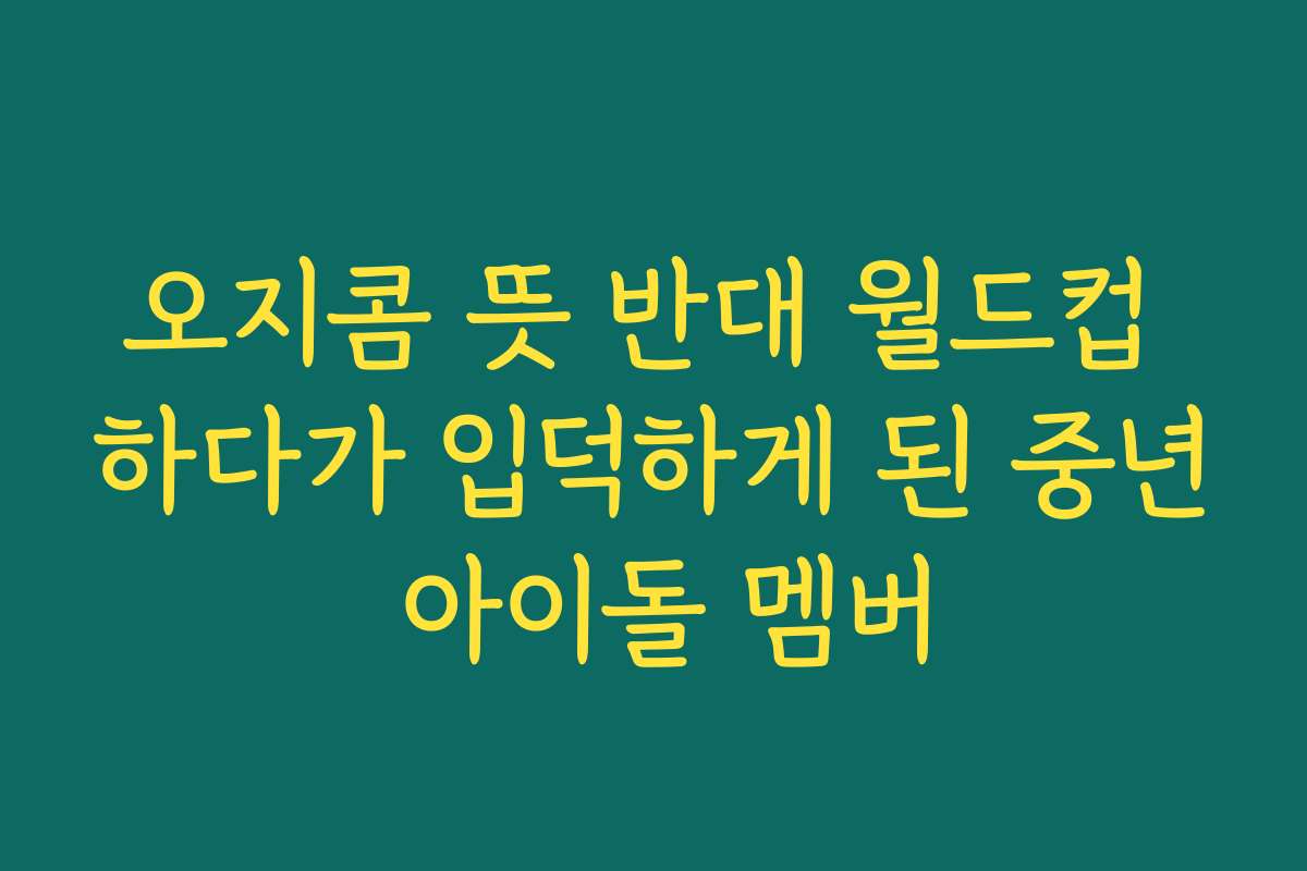 오지콤 뜻 반대 월드컵 하다가 입덕하게 된 중년 아이돌 멤버