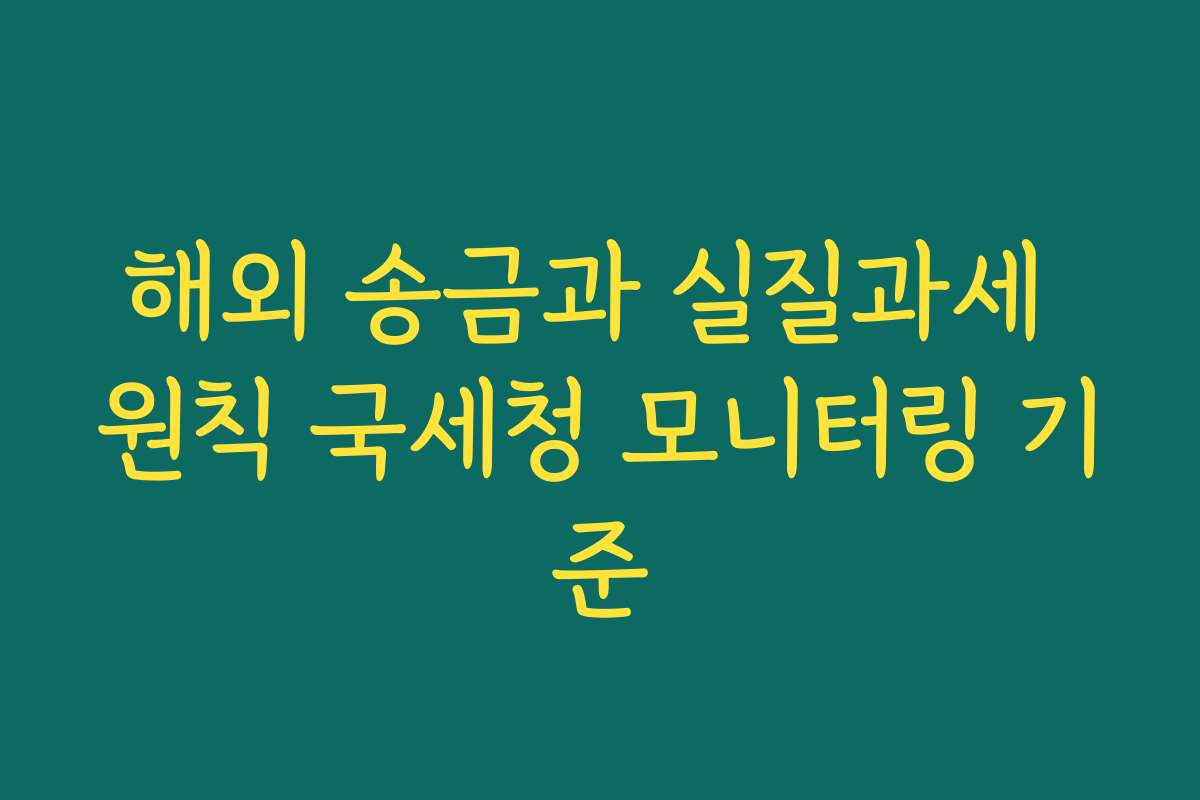 해외 송금과 실질과세 원칙 국세청 모니터링 기준