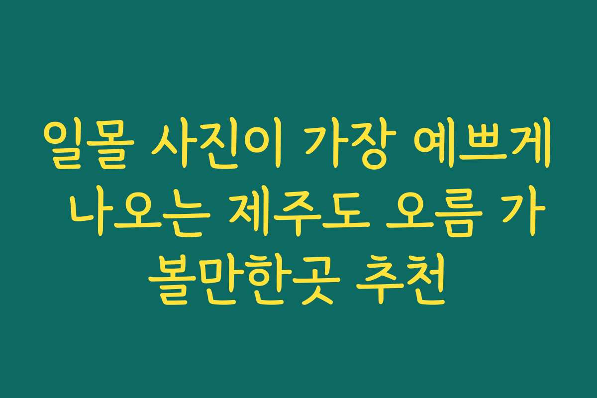 일몰 사진이 가장 예쁘게 나오는 제주도 오름 가볼만한곳 추천