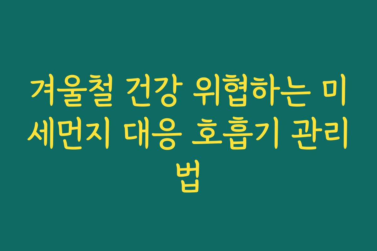 겨울철 건강 위협하는 미세먼지 대응 호흡기 관리법