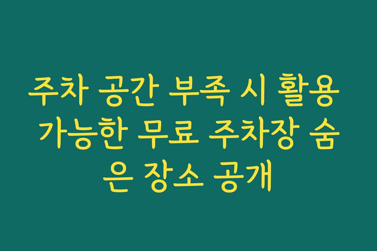 주차 공간 부족 시 활용 가능한 무료 주차장 숨은 장소 공개