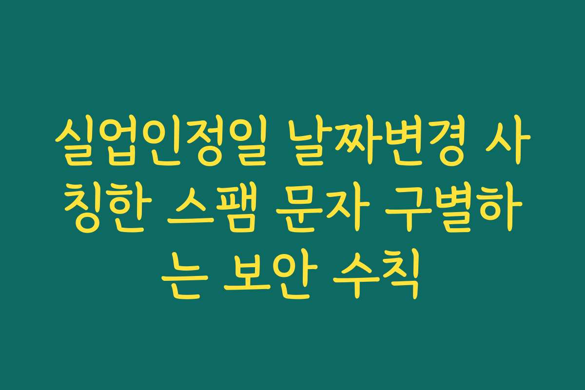 실업인정일 날짜변경 사칭한 스팸 문자 구별하는 보안 수칙