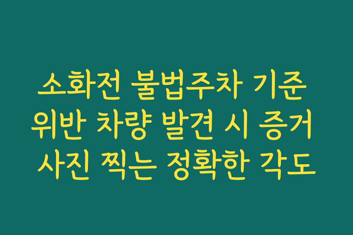 소화전 불법주차 기준 위반 차량 발견 시 증거 사진 찍는 정확한 각도