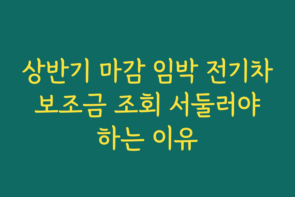 상반기 마감 임박 전기차 보조금 조회 서둘러야 하는 이유