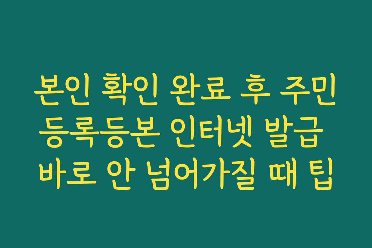 본인 확인 완료 후 주민등록등본 인터넷 발급 바로 안 넘어가질 때 팁