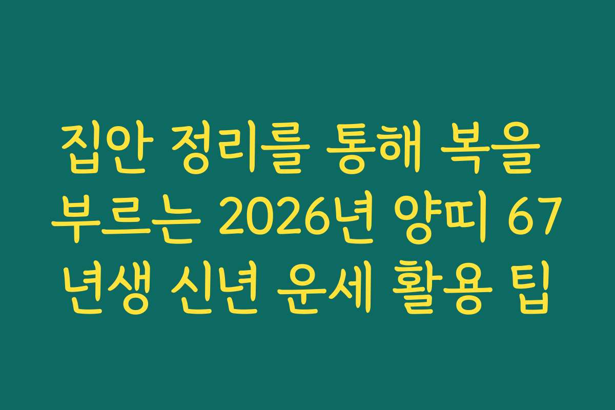 집안 정리를 통해 복을 부르는 2026년 양띠 67년생 신년 운세 활용 팁