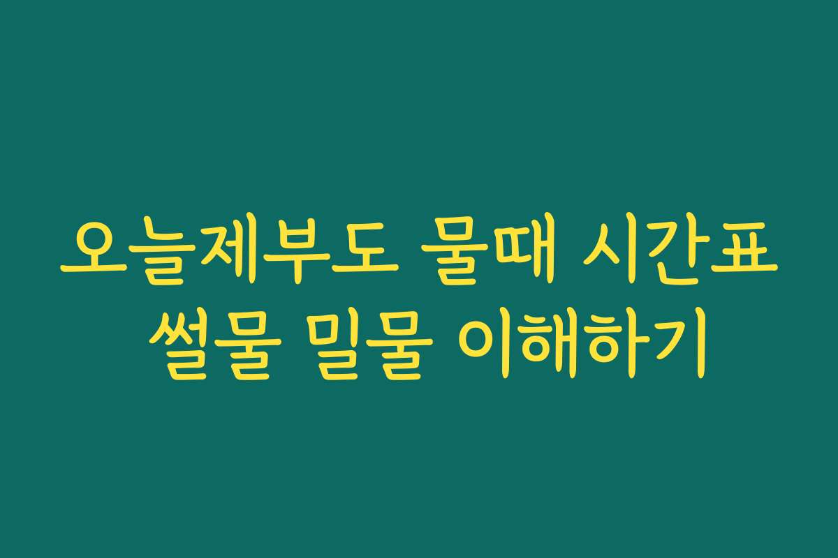 오늘제부도 물때 시간표 썰물 밀물 이해하기