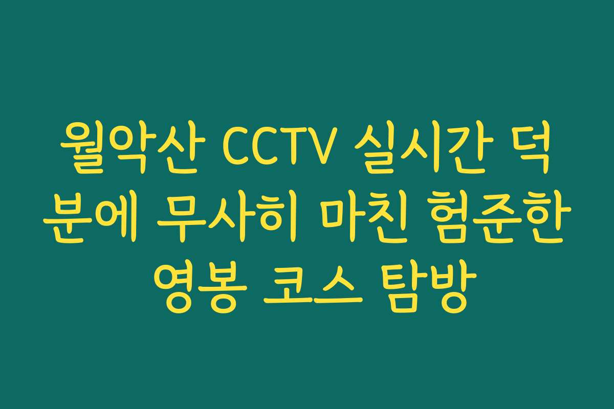 월악산 CCTV 실시간 덕분에 무사히 마친 험준한 영봉 코스 탐방