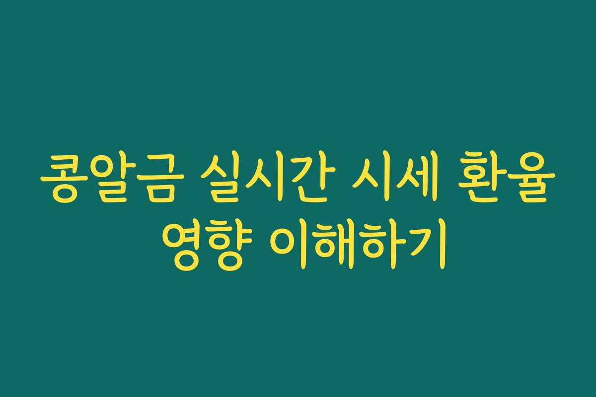 콩알금 실시간 시세 환율 영향 이해하기