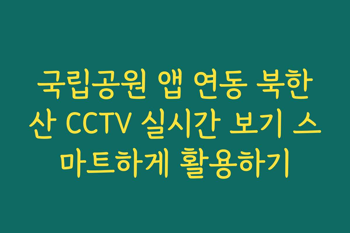 국립공원 앱 연동 북한산 CCTV 실시간 보기 스마트하게 활용하기