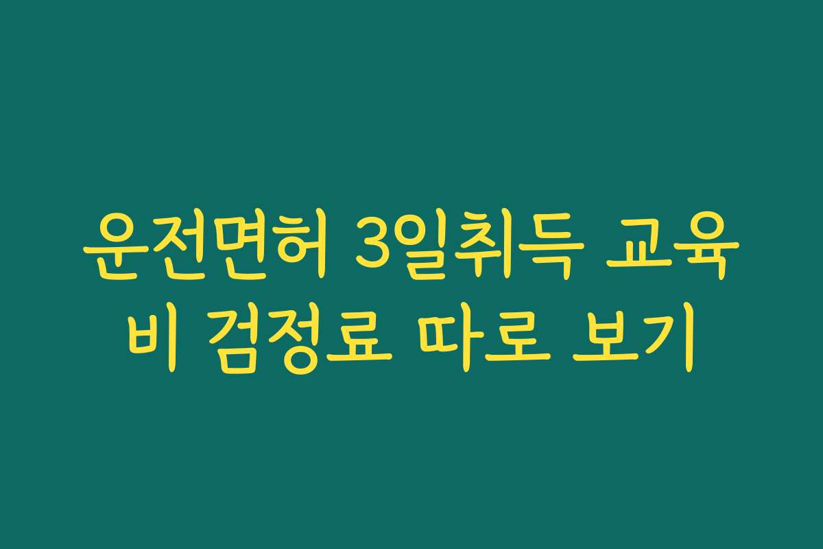 운전면허 3일취득 교육비 검정료 따로 보기