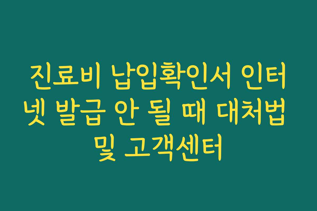 진료비 납입확인서 인터넷 발급 안 될 때 대처법 및 고객센터