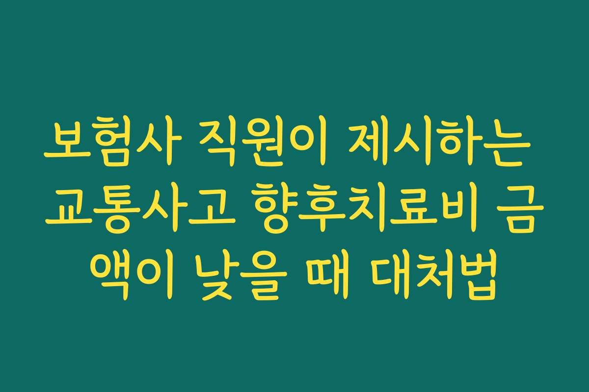 보험사 직원이 제시하는 교통사고 향후치료비 금액이 낮을 때 대처법