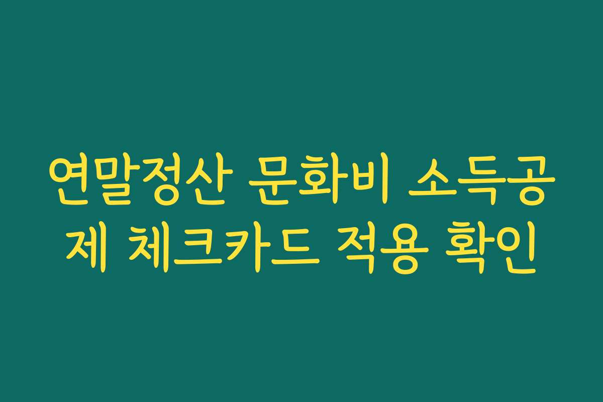 연말정산 문화비 소득공제 체크카드 적용 확인