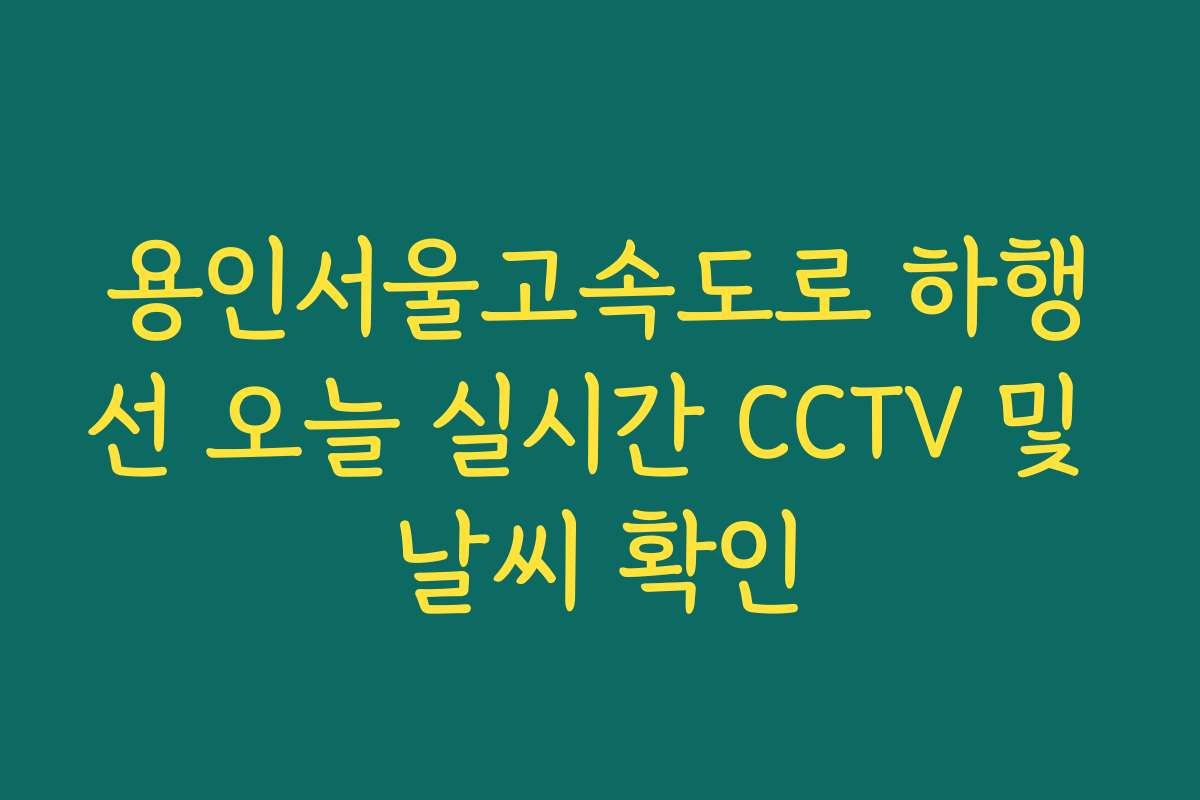 용인서울고속도로 하행선 오늘 실시간 CCTV 및 날씨 확인