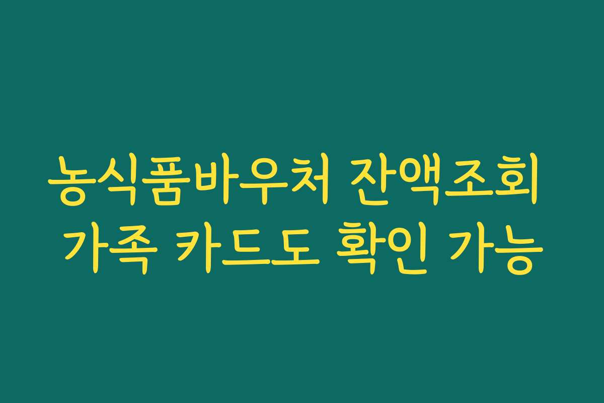 농식품바우처 잔액조회 가족 카드도 확인 가능