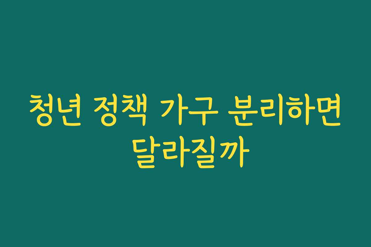 청년 정책 가구 분리하면 달라질까