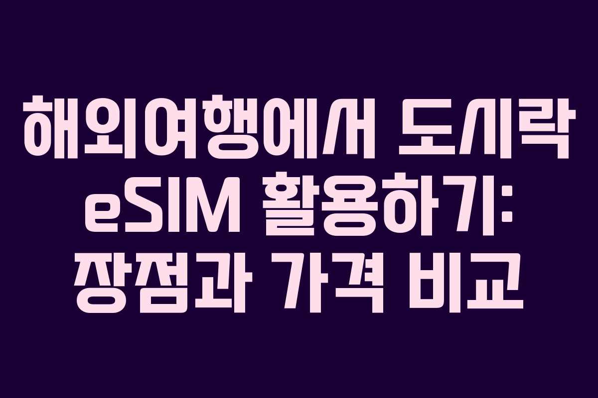 해외여행에서 도시락 eSIM 활용하기: 장점과 가격 비교