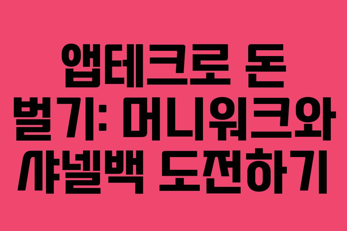 앱테크로 돈 벌기: 머니워크와 샤넬백 도전하기