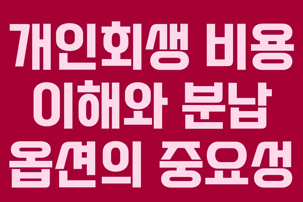 개인회생 비용 이해와 분납 옵션의 중요성