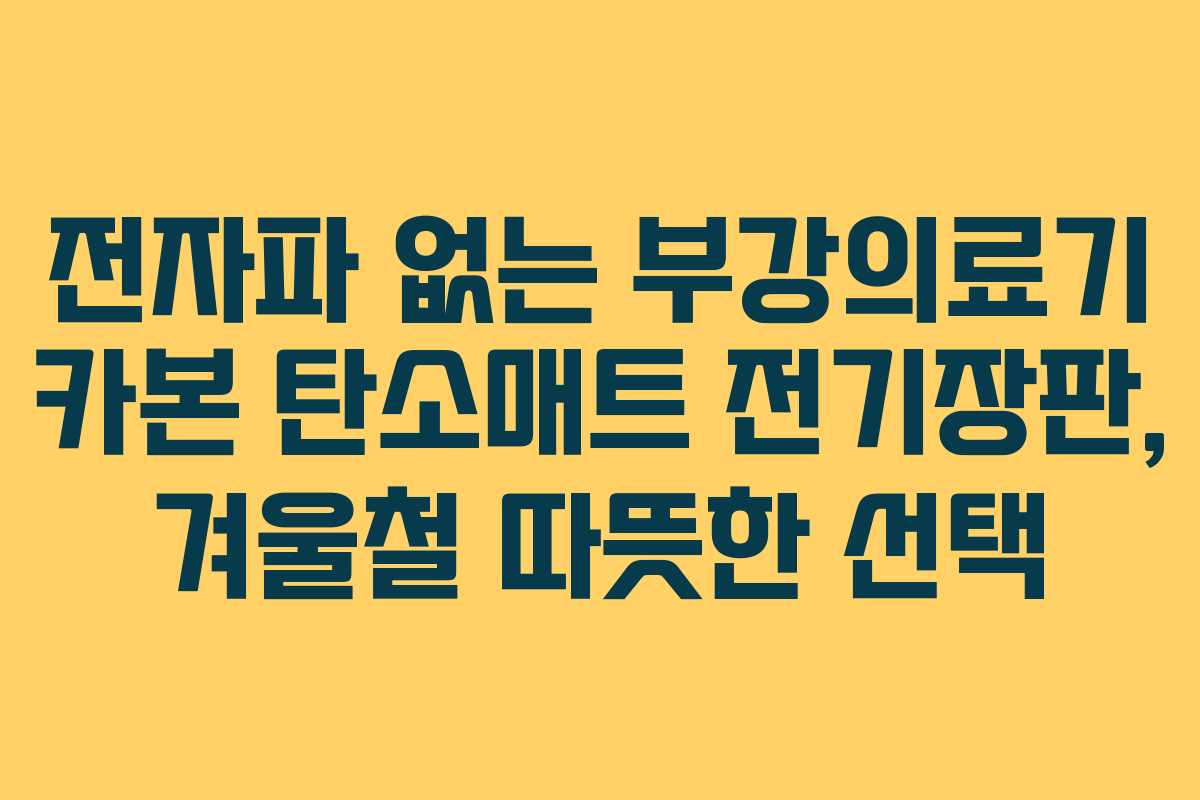전자파 없는 부강의료기 카본 탄소매트 전기장판, 겨울철 따뜻한 선택