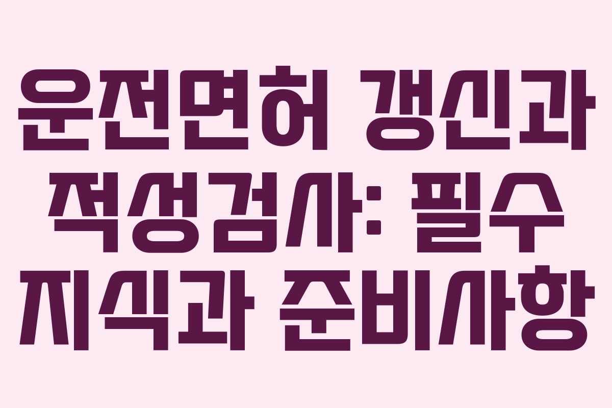 운전면허 갱신과 적성검사: 필수 지식과 준비사항