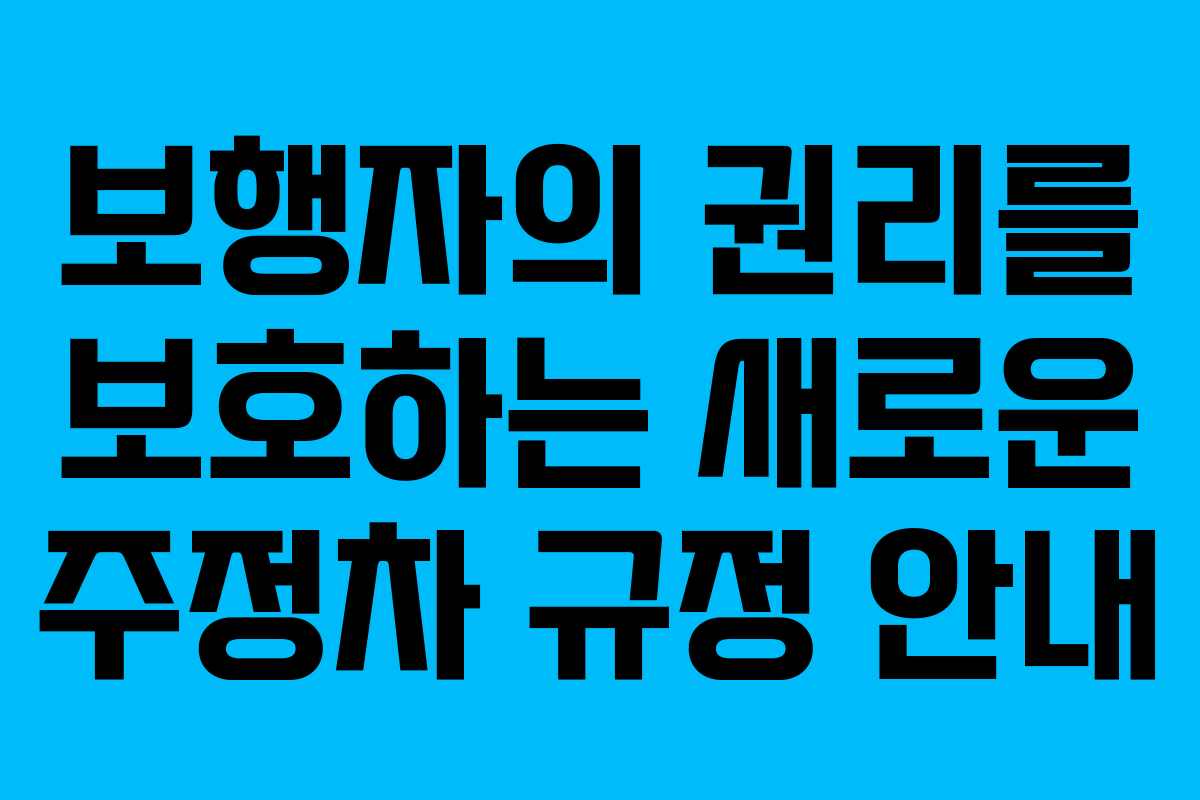 보행자의 권리를 보호하는 새로운 주정차 규정 안내